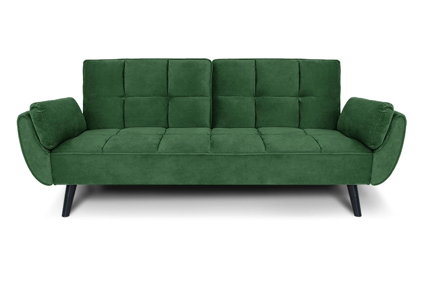 Divano letto clic clac in velluto verde scuro piede nero divano 3 posti - Ambra - DL-AM30VLT-PLN