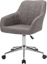 Sedia da ufficio in pelle - comfort ergonomico - con braccioli - regolabile in altezza - stabile e solido - ideale per casa e ufficio - colore grigio chiaro