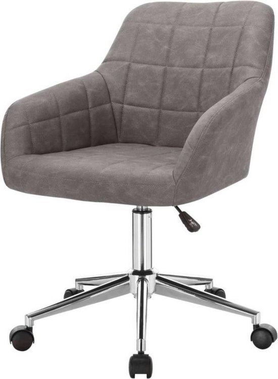 Sedia da ufficio in pelle - comfort ergonomico - con braccioli - regolabile in altezza - stabile e solido - ideale per casa e ufficio - colore grigio chiaro