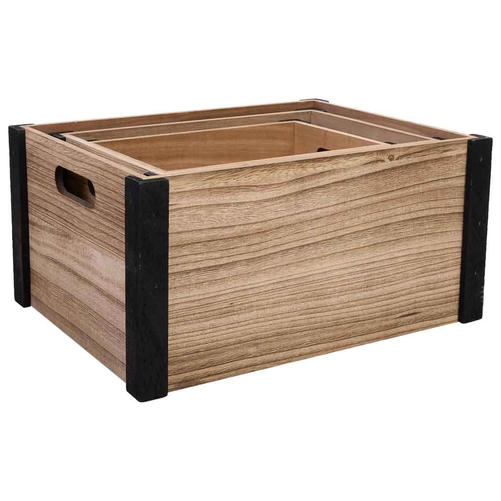 Cassettiera in legno stampata set 3 pz 36x26x18h-31x21x16h-26x16x14h cm