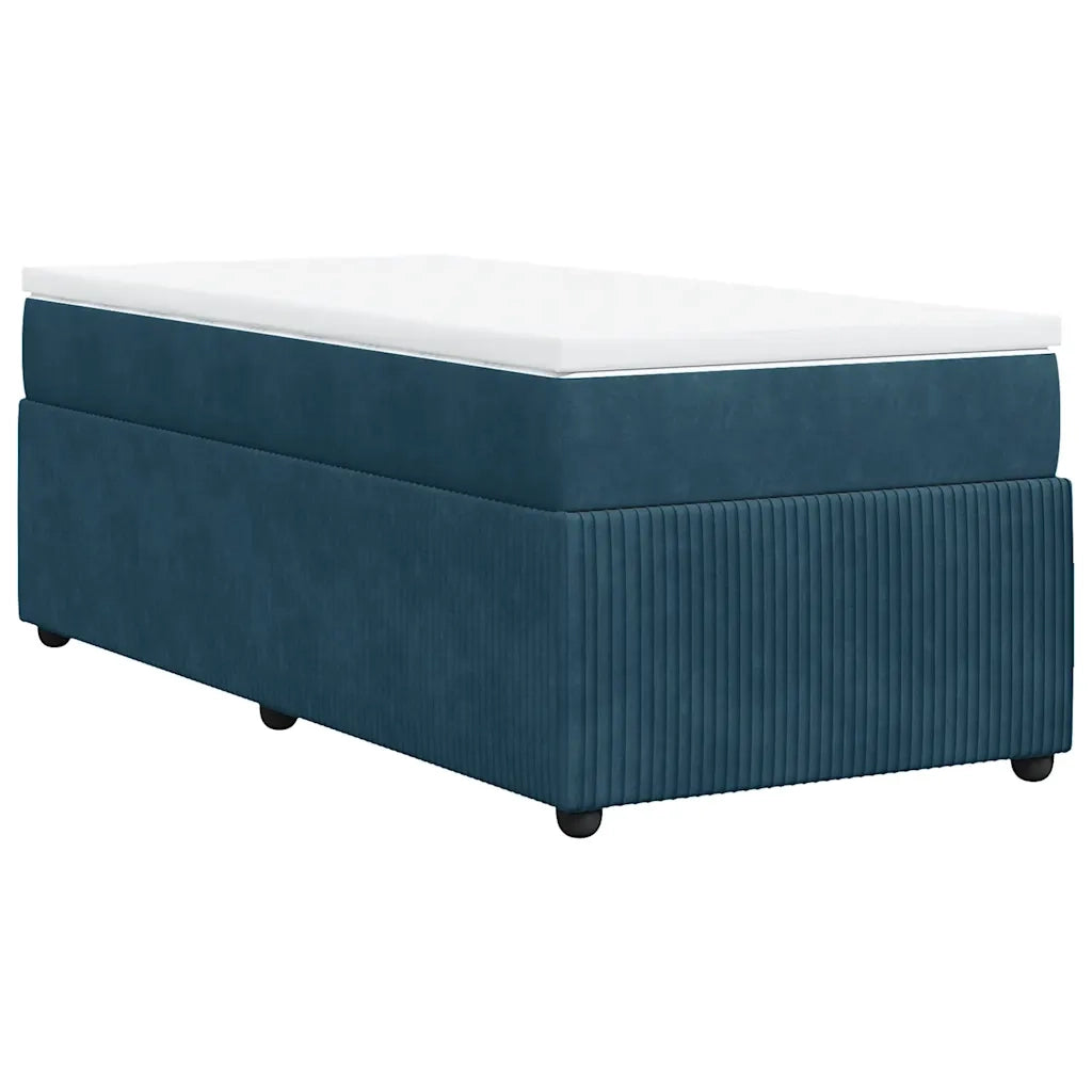 vidaXL Giroletto a Molle con Materasso Blu Scuro 100x200 cm in Velluto