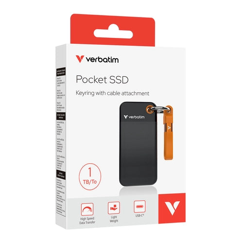 Verbatim Pocket SSD 1 TB USB tipo-C 3.2 Gen 2 (3.1 Gen 2) Nero, Arancione