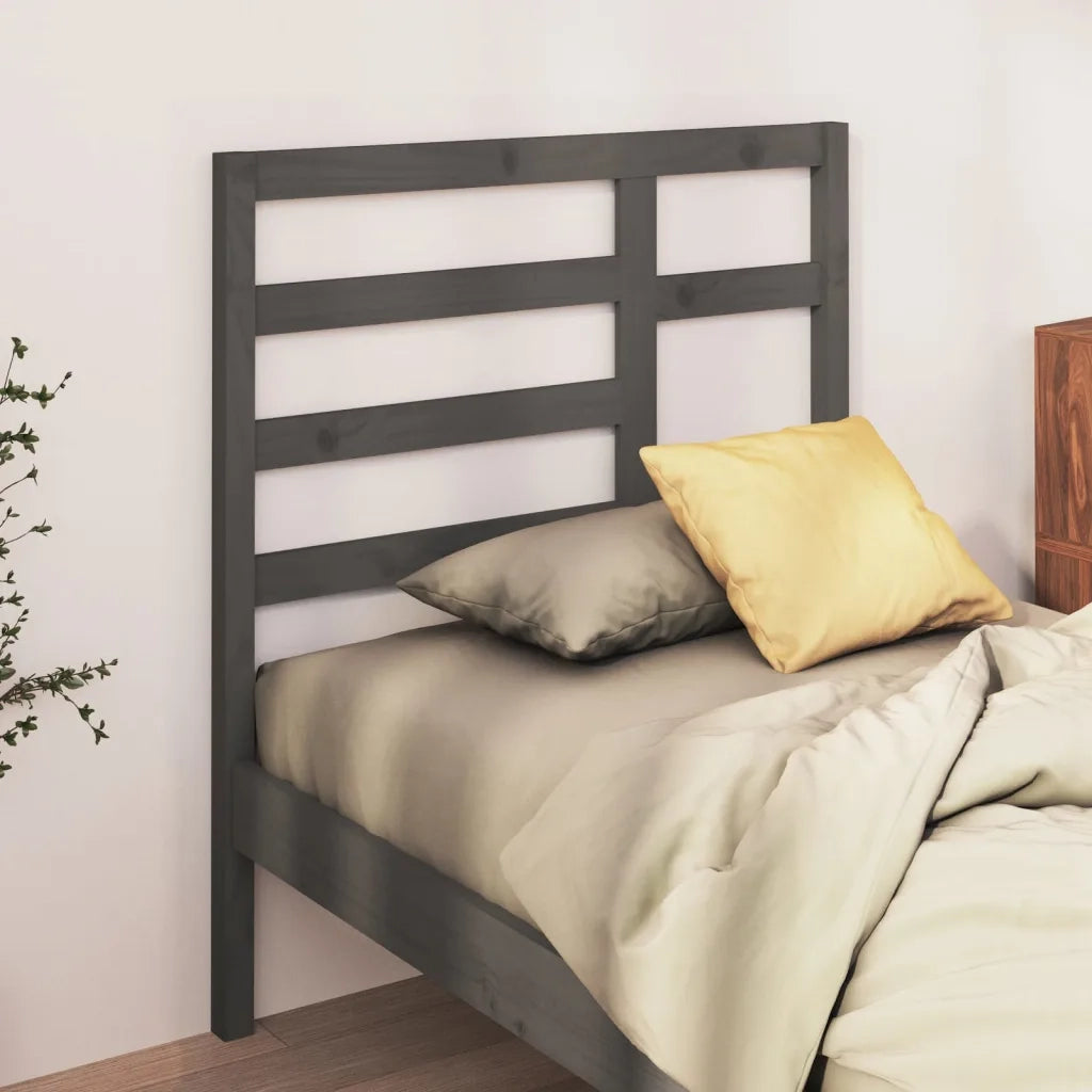 Testiera per Letto Grigia 81x4x104 cm in Legno Massello di Pino 818117
