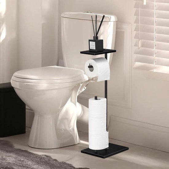 Toilette con contenitore, toilette con contenitore indipendente con ripiano di stoccaggio sulla parte superiore, contenitore per carta igienica, dispensatore per carta igienica fissato al pavimento con spazio di stoccaggio