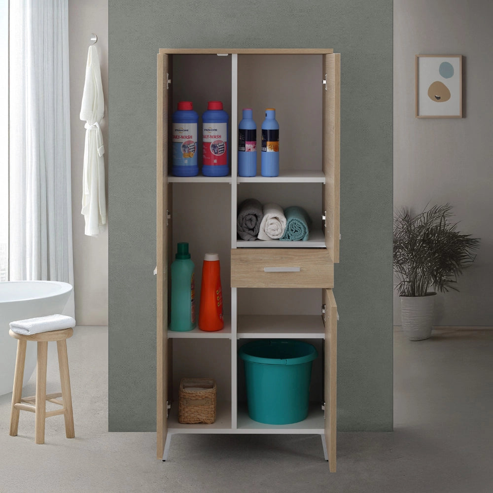 Colonna bagno a terra 60x153,5 cm rovere dolomite con 2 ante e cassetto Desya