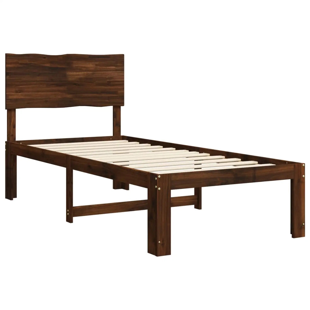 Letto Singolo con Testiera ROSTOCK Marrone Scuro 100 x 200 cm 903332