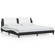 Letto matrimoniale | Letto per adulti | Giroletto senza Materasso Zadar Bianco e Nero 200x200 cm in Similpelle