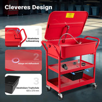 Vasca Lavapezzi da Officina 75,7 L, struttura a carrello, per sgrassatura componenti meccaniche