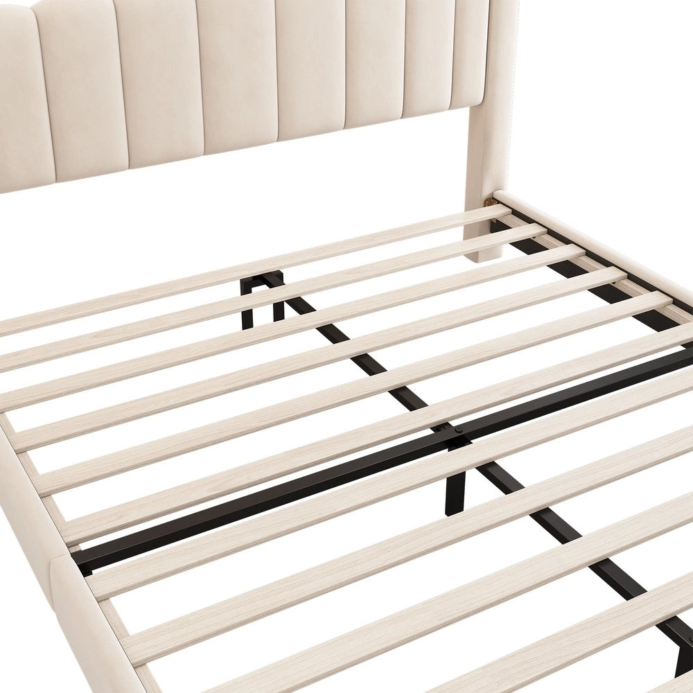 Letto Imbottito 160x200 con Testiera ¨C Xylo ¨C Velluto Beige