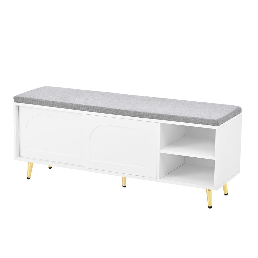 Panchina porta scarpe con seduta - Xylo - ripiani, bianco, L121xP35xH49 cm