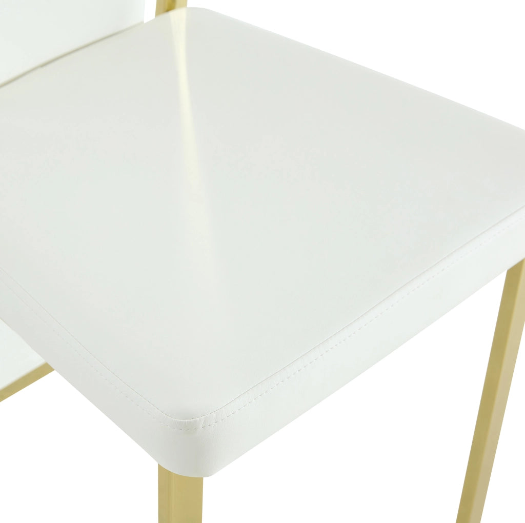 Set 4 sedie da pranzo moderne con bordo oro; 109 cm; in PU bianco e metallo dorato
