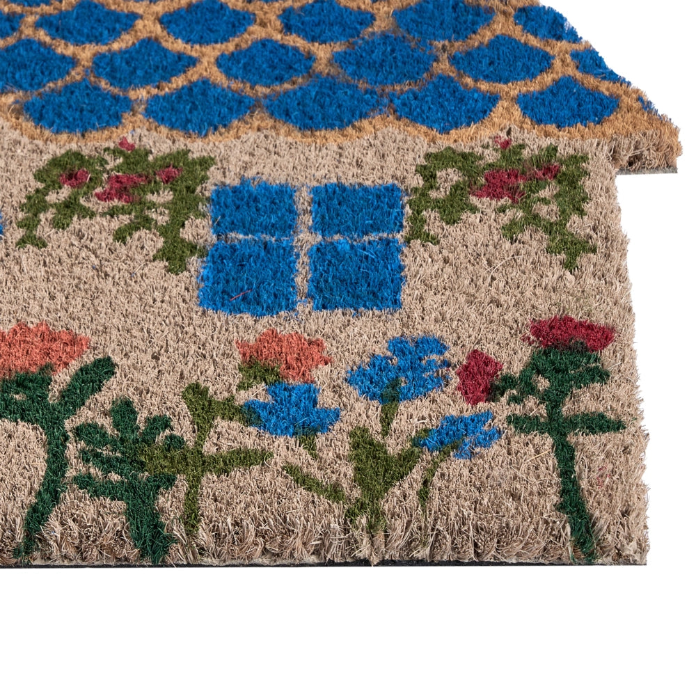 Zerbino in fibra di cocco blu con fondo antiscivolo 60 x 90 cm - Zerbino decorativo antiscivolo per la casa