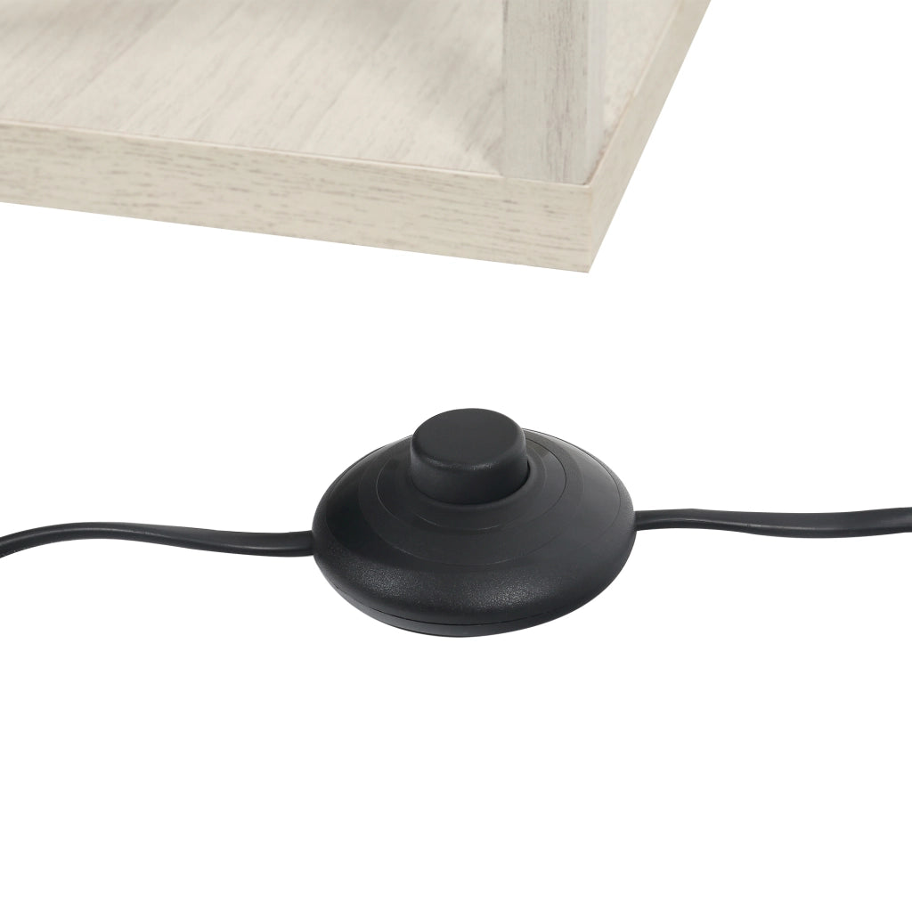 Libreria Lampada a Stelo con Ripiani ¨C zephmum ¨C Legno, Grigio, 26x26x160 cm