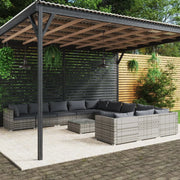 Set Divani da Giardino 12 pz con Cuscini in Polyrattan Grigio cod mxl 40496
