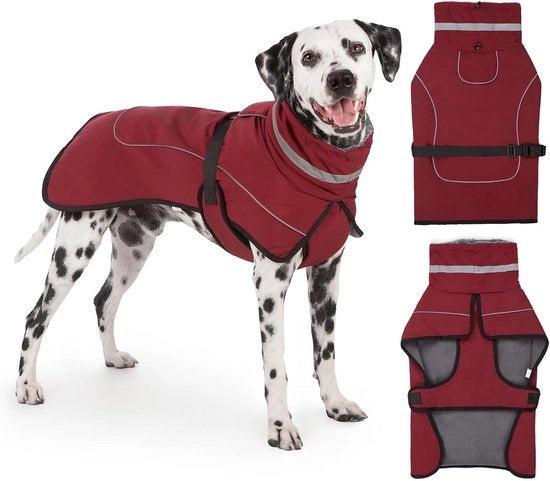 Giubbotto per cani - Giubbotto caldo per cani con cappuccio in pelliccia e imbottitura in fleece