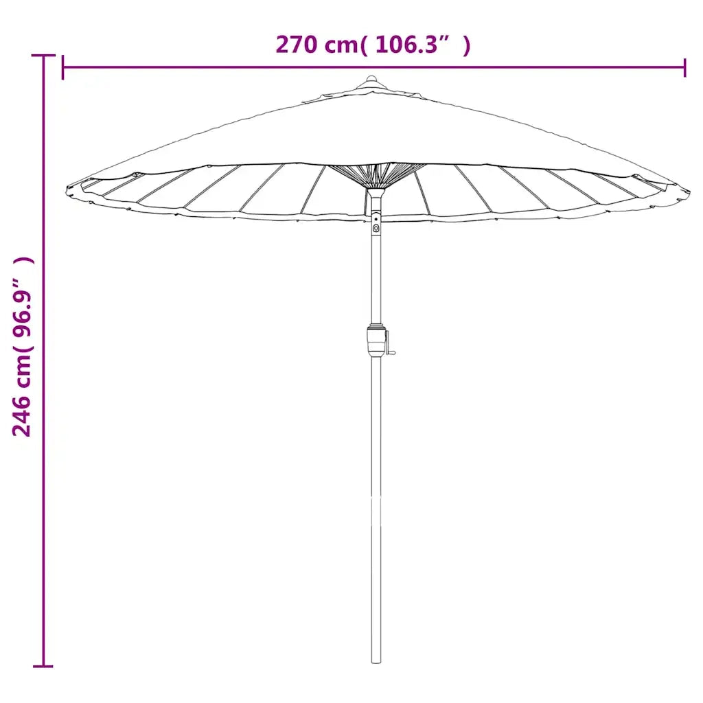 Ombrello | Parasolne da Giardino con Palo in Alluminio 270 cm Nero
