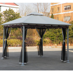 Gazebo da Giardino Struttura in Acciaio Top in Poliestere e Teli Zanzariera 300X300X270 Cm