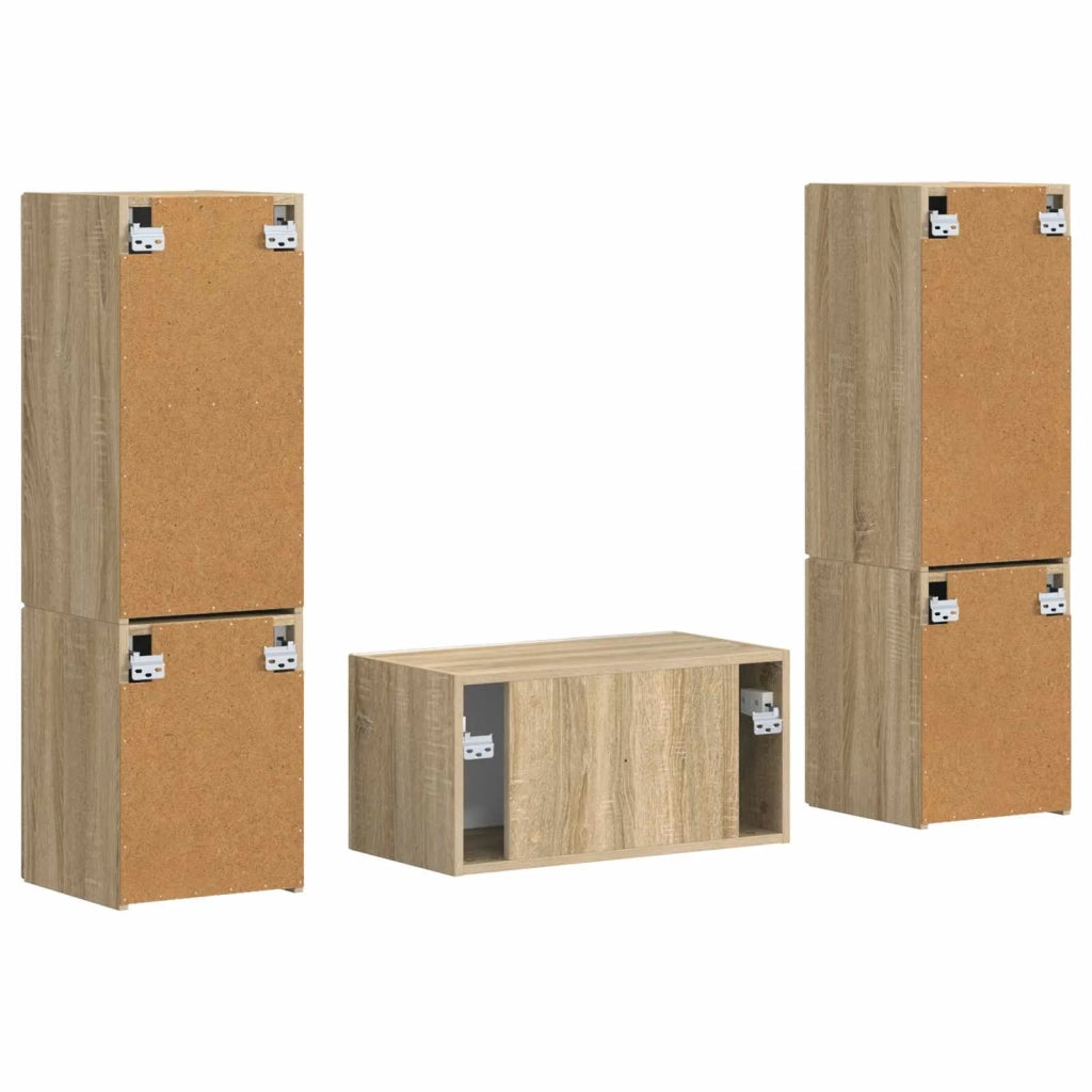 Set mobile TV 5 pz-Credenza per TV Rovere Sonoma Legno multistrato 725230