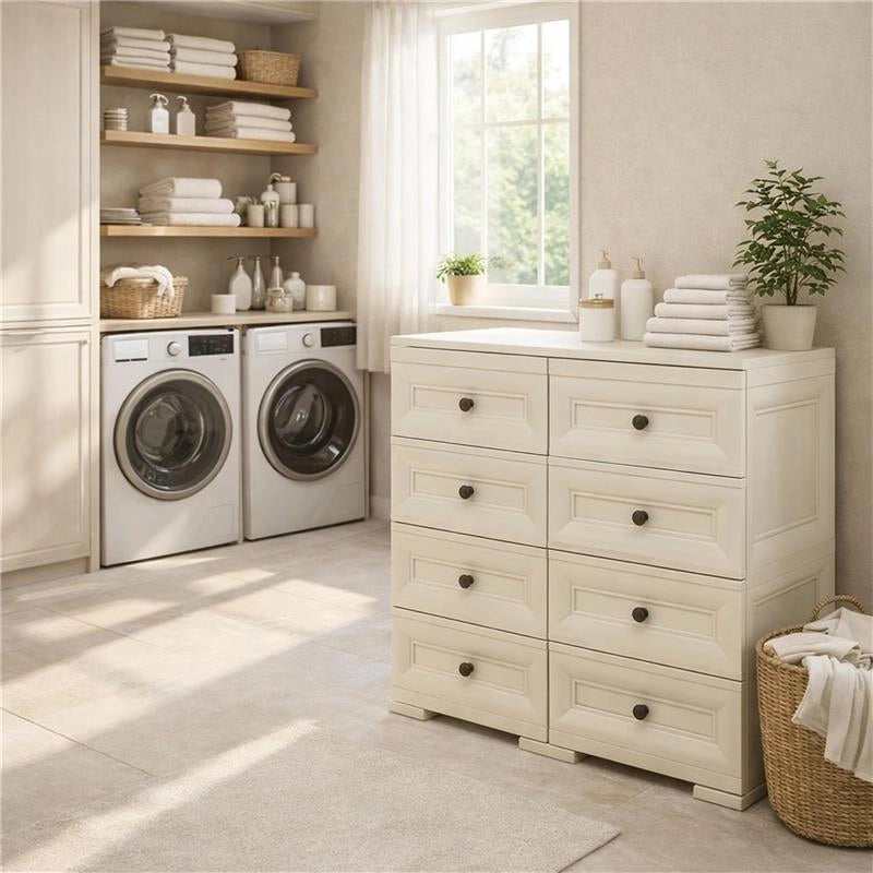 CASSETTIERA 8 CASSETTI PICCOLI ANGORA 79X43X85,5 CM IN RESINA – MOBILE CONTENITORE SALVASPAZIO PER ORGANIZZAZIONE CASA