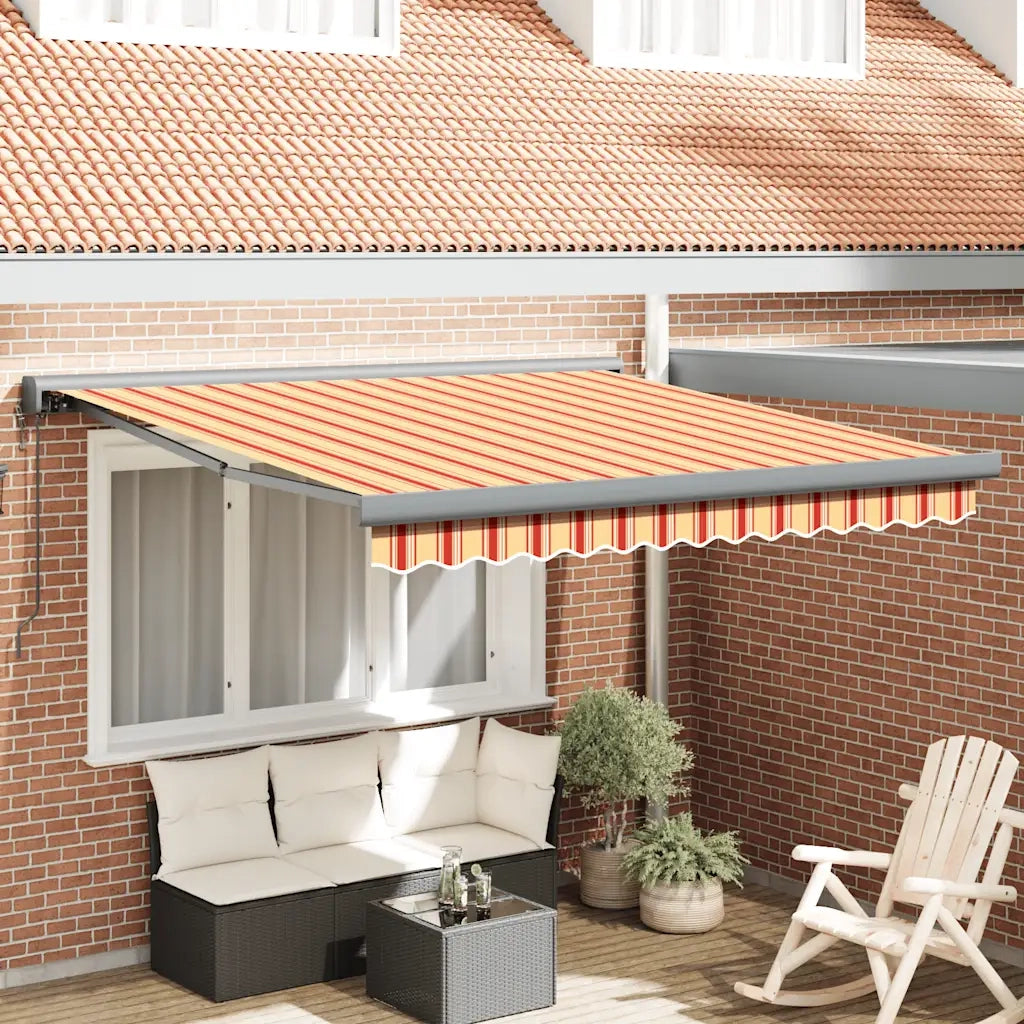 Tenda Retrattile Gialla e Bianca 3,5x2,5 m Tessuto e Alluminio