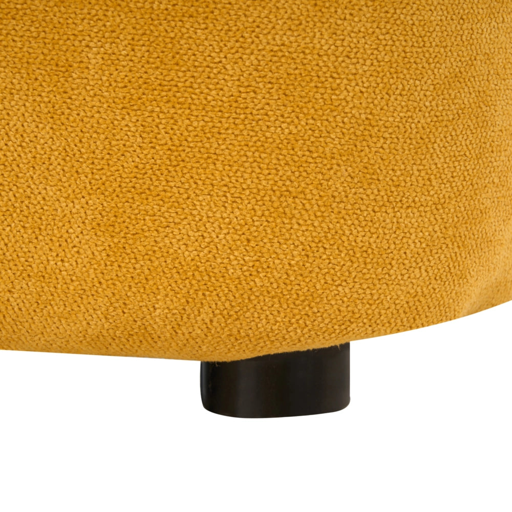 Pouf imbottito in tessuto per camera da letto e soggiorno 86 x 30 forma irregolare giallo senape stile scandinavo