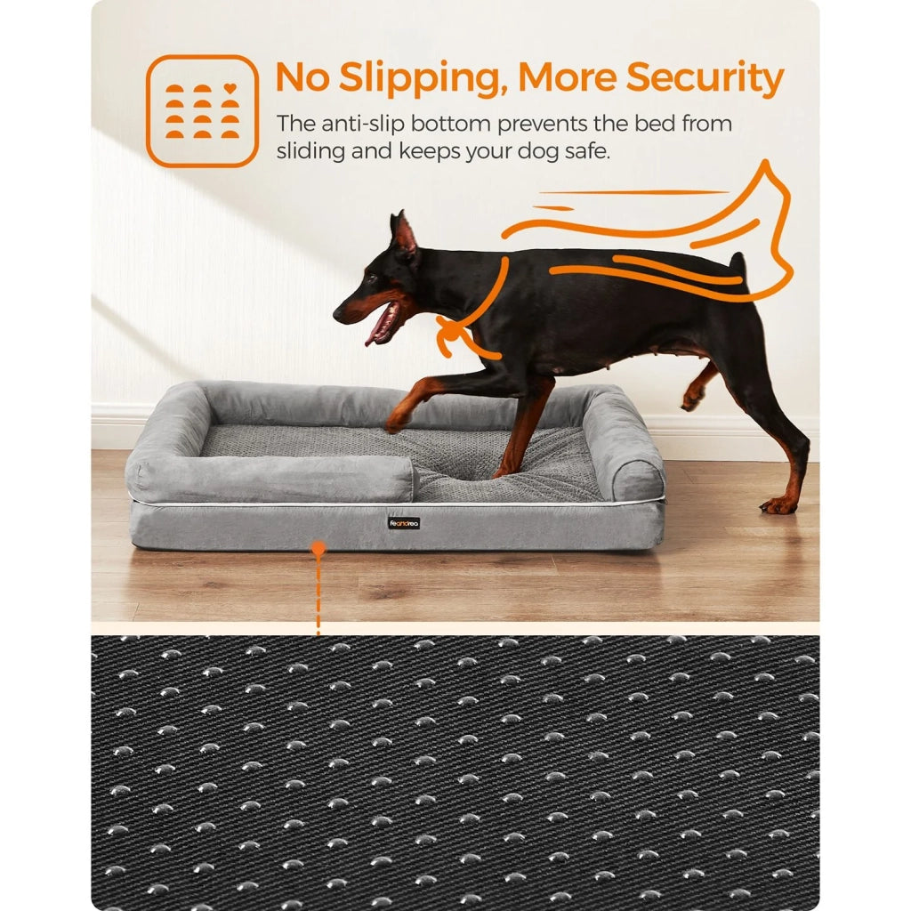 Cuccia ortopedica per cani divano letto per animali domestici imbottitura morbida bordi rialzati fodera sfoderabile e lavabile 120 x 85 x 25 cm antiscivolo grigio chiaro 12_0006857
