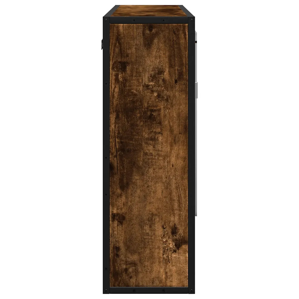 vidaXL Mobile Bagno Specchio Rovere Fumo 65x20x60 cm Legno Multistrato