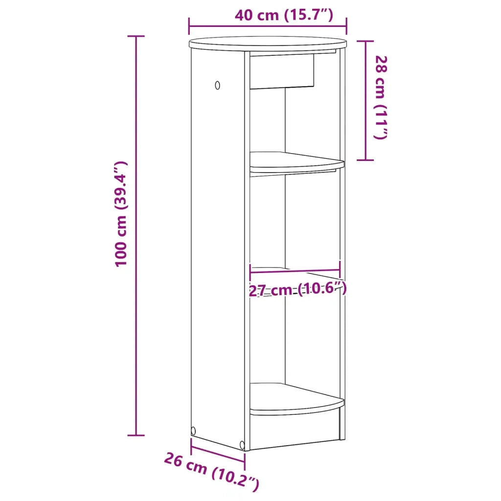 Mobile laterale Grigio Cemento 40 x 40 x 100 cm 899846
