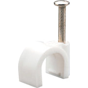 Trade Shop - Fissacavi Con Chiodo In Acciaio Da 6 A 12 Mm Confezione Da 100pz Colore Bianco -    -10 Mm   -