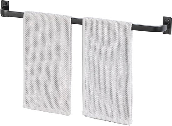 Sostegno asciugamani - Appoggio asciugamani - Organizzazione bagno - Montaggio a muro - 60 cm - Nero