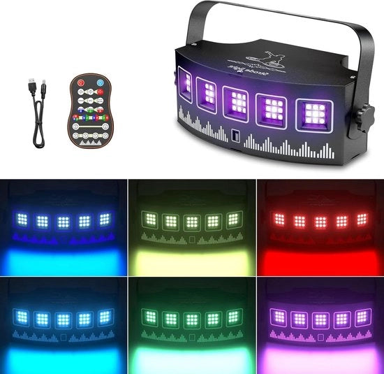 Illuminazione da palco con 45 led e 7 modalità led - Comando a distanza e funzione orologio - Compatibile con USB - Cavo di 4 m - Feste Halloween eventi