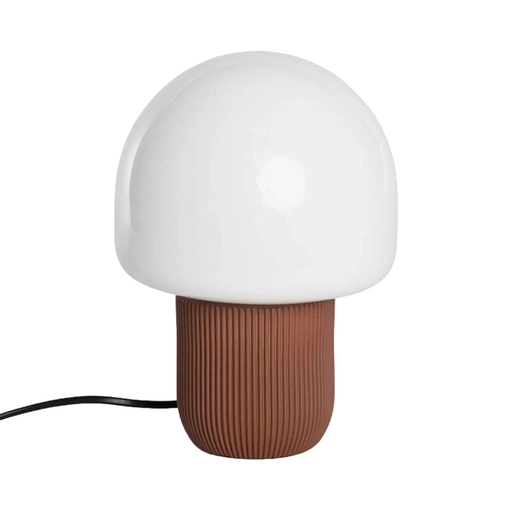Lampada da tavolo da interno in resina e pvc, ø18cm, marrone