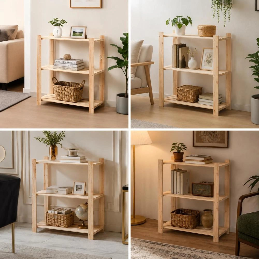 Storage Rack With 3 Shelves 80x38x90 Cm Solid Pine Wood 150 Kg