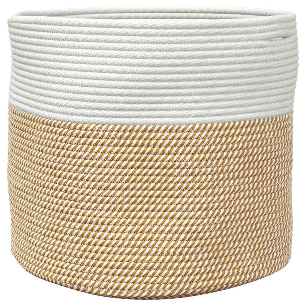 Cestino Portaoggetti Marrone e Bianco ?40x35 cm in Cotone CFW9525729