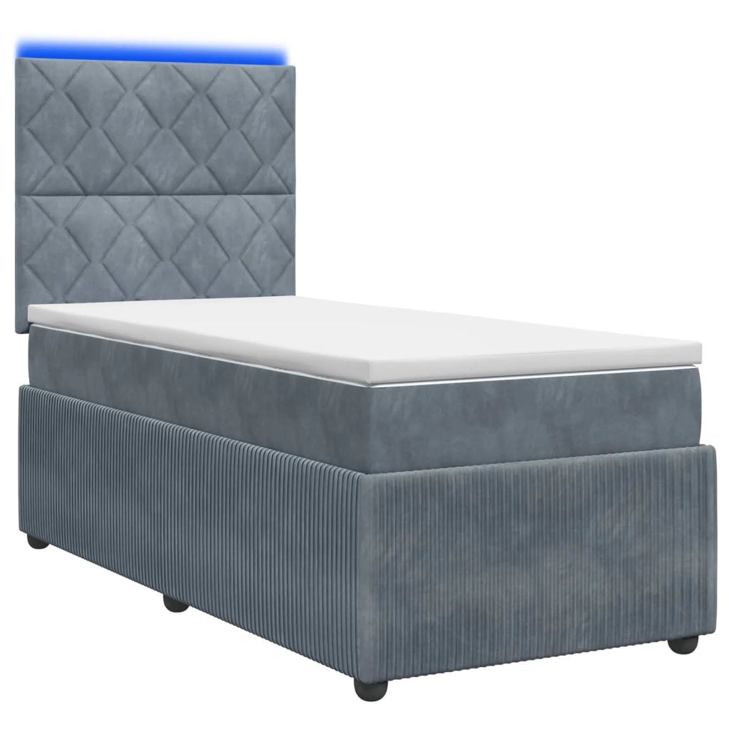 Letto Box Spring LED con Materasso Grigio Scuro 100 x 200 cm 3456018