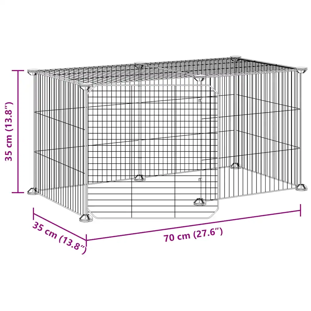 Gabbia per Animali 8 Pannelli con Porta Nero 35x35 cm Acciaio CFW4286187
