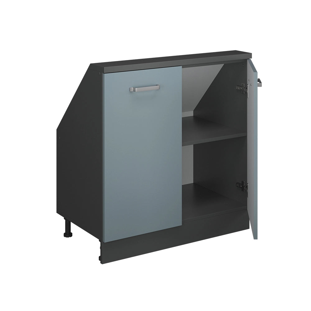 Mobile cucina sottotetto R-Line Grigio-blu/Antracite 80 cm con 2 porte Vicco