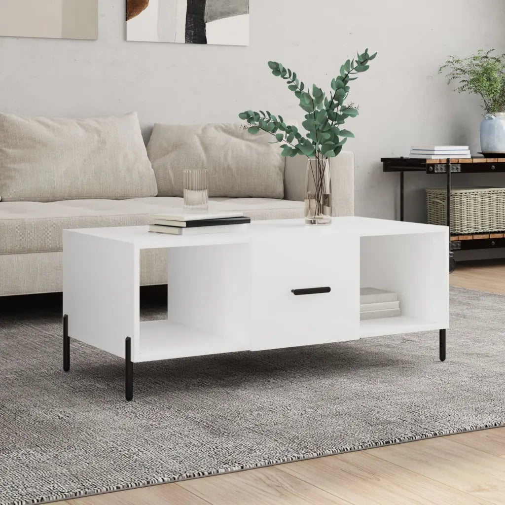 Tavolino da salotto | Tavolino da caff¨¨ | Tavolino da Soggiorno Bianco 102x50x40 cm in Legno Multistrato