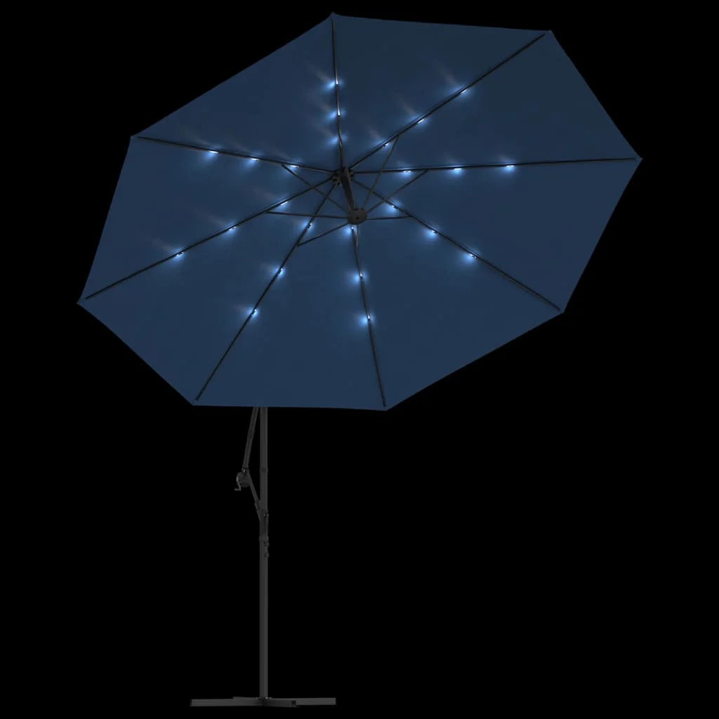 Ombrellone da giardino decentrato con luci LED azzurro 350 cm 02_0008455