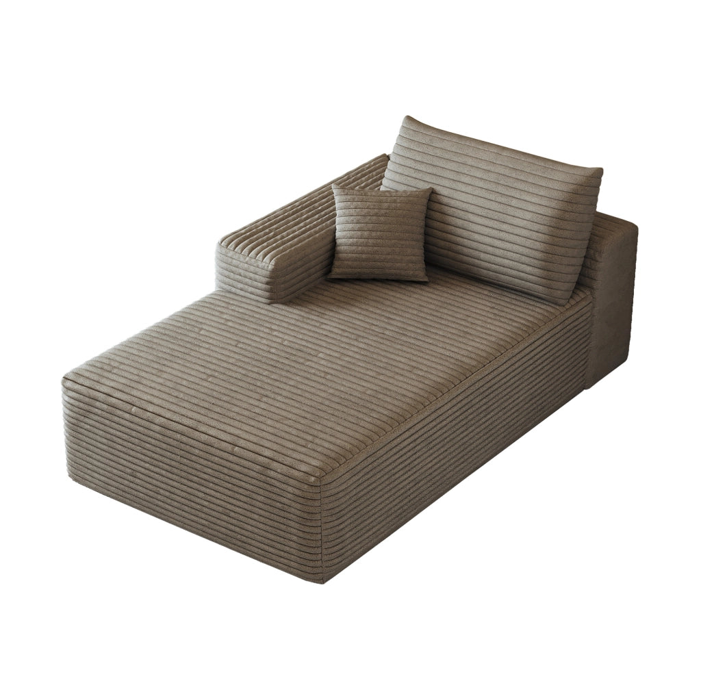 Divano modulare con chaise longue reversibile in tessuto camel