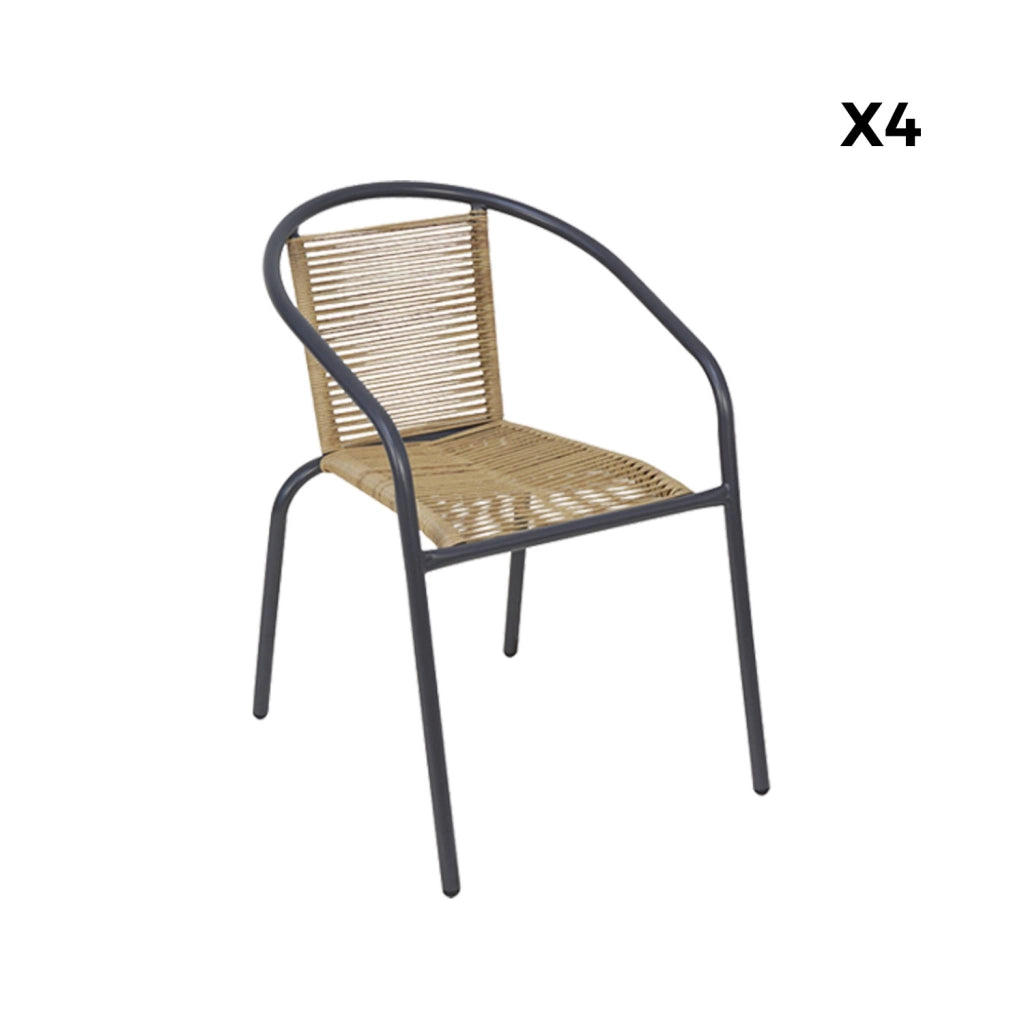 Set 4 poltrone da giardino in resina naturale, antracite
