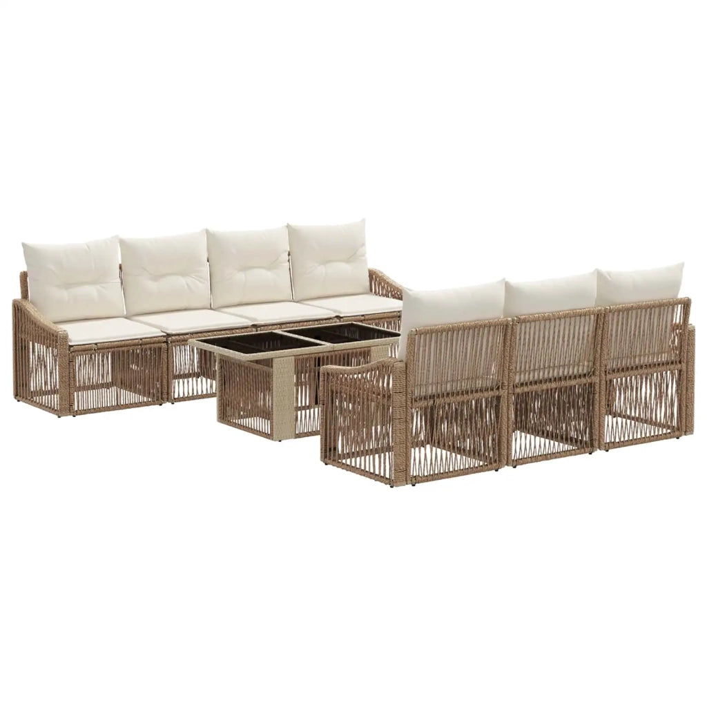 Set Divano da Giardino 8 pz Beige e Bianco Crema polyrattan 3437214