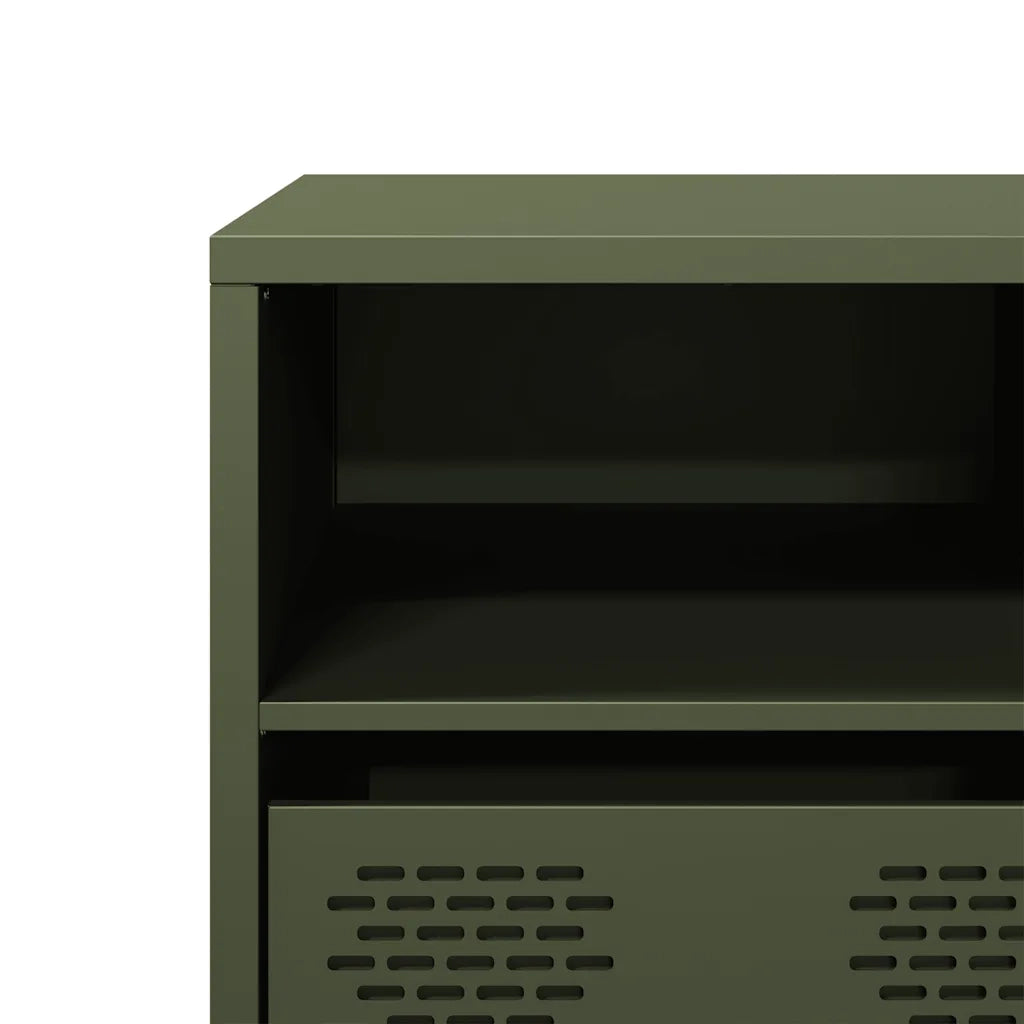 Mobile TV Verde Oliva 135x39x43,5cm Acciaio Laminato a Freddo 851332