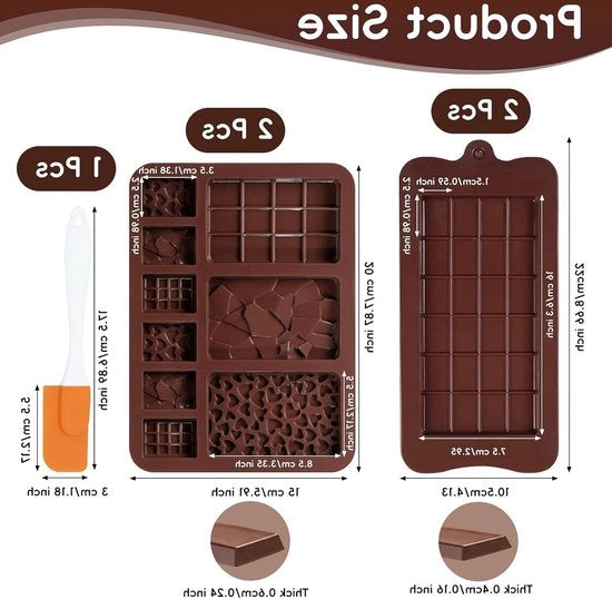 Forme di cioccolato in silicone 4 pezzi - forma di cioccolato - spatola in silicone - cioccolatini fai da te - libero da BPA - anticongelante - dolci