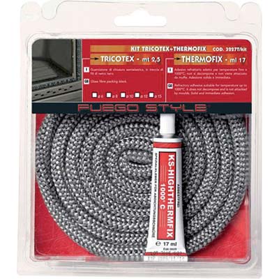 Guarnizione treccia + adesivo x stufa fuego mm  8 mt 2,5 
