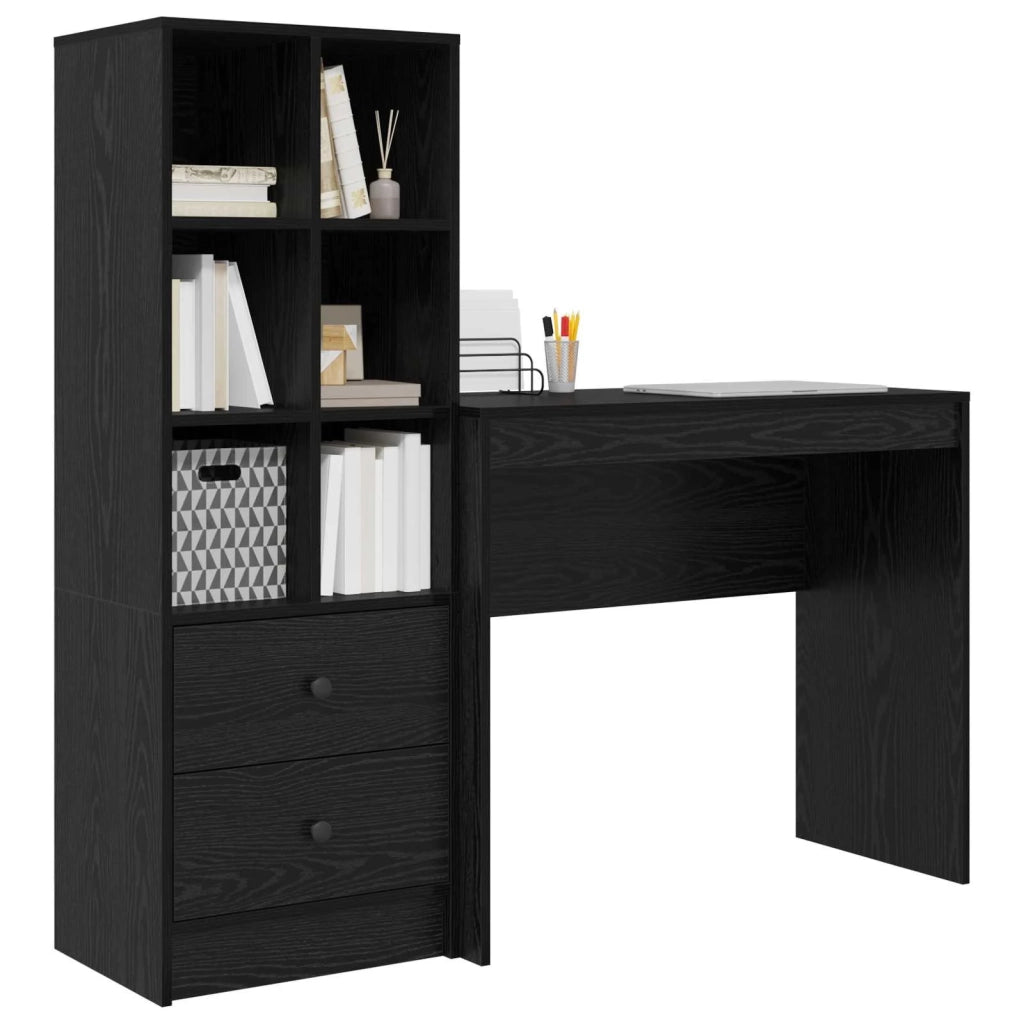 Scrivania con cassetto con lo scaffale 2 pcs Rovere Nero 3337322