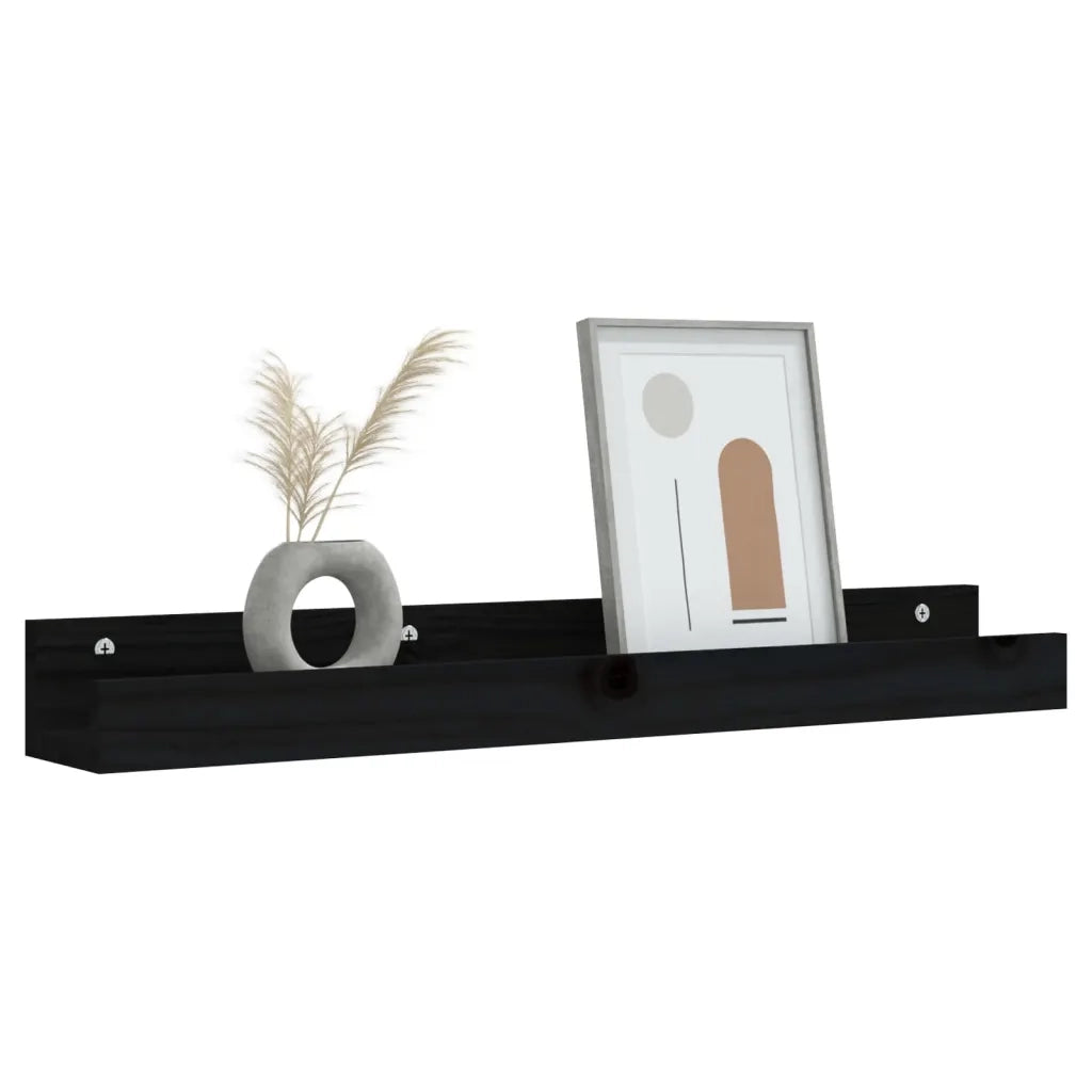 Mensole da Parete 2 pz Nero 80x12x9cm in Legno Massello di Pino 823593