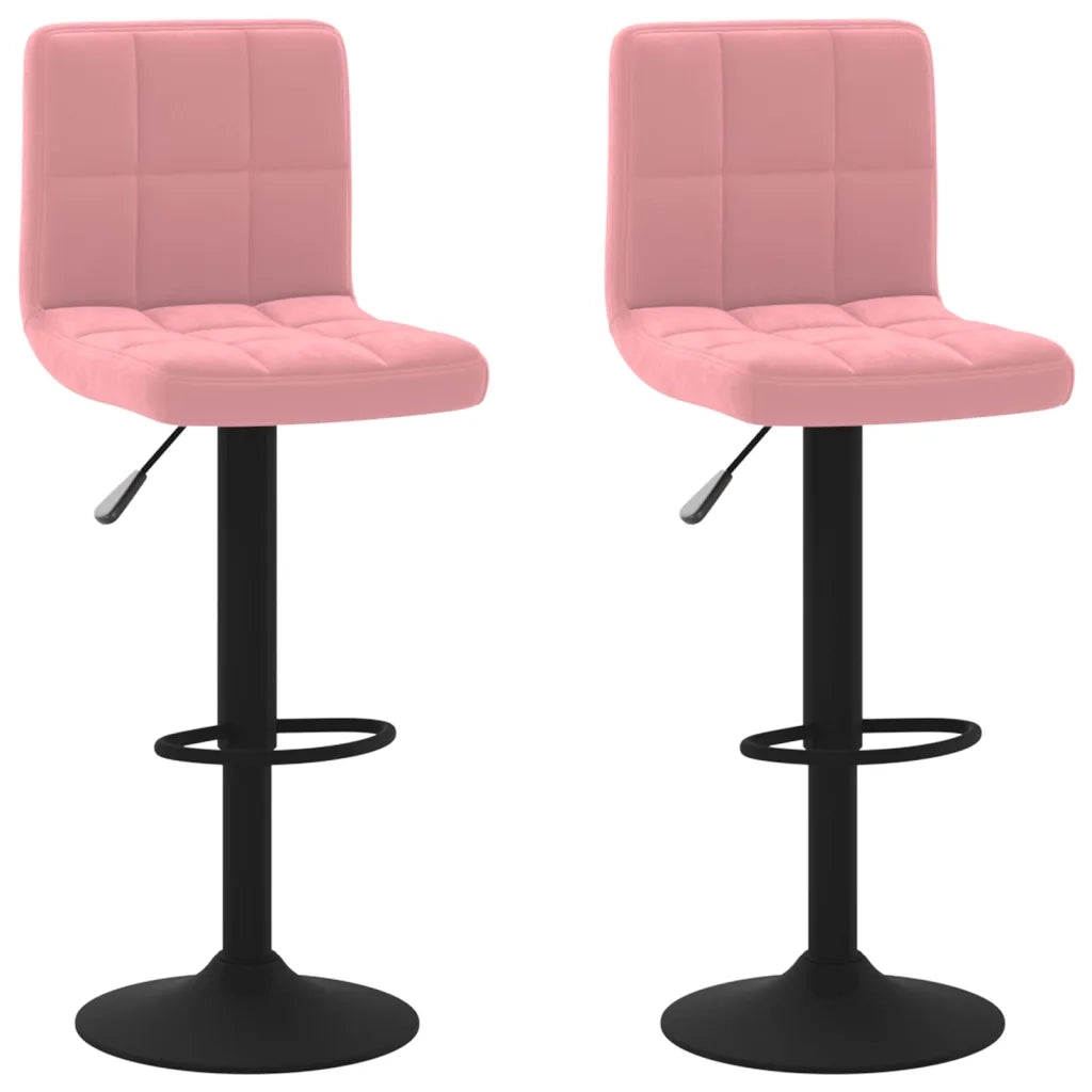 Sgabelli da Bar 2 pz Rosa in Velluto cod mxl 55296
