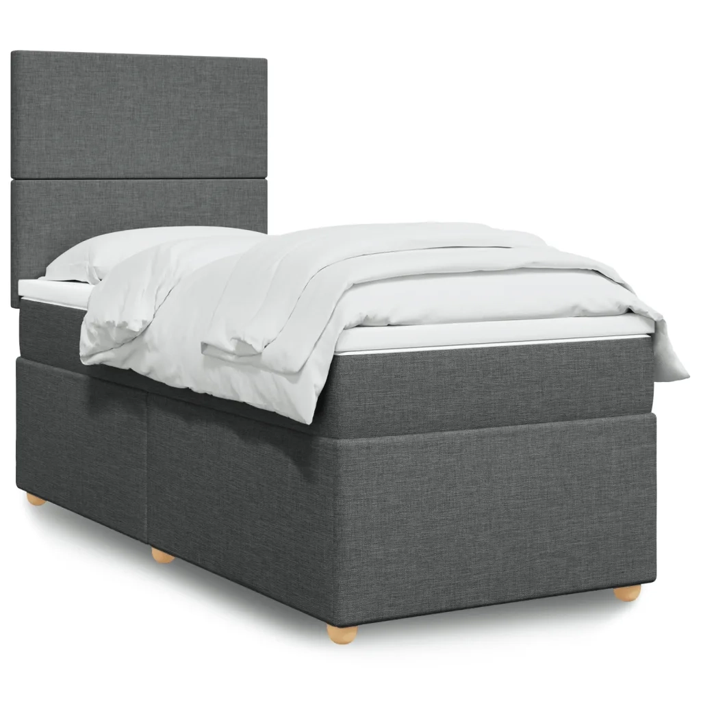 Giroletto a Molle con Materasso Grigio Scuro 90x200 cm Tessuto 3291157