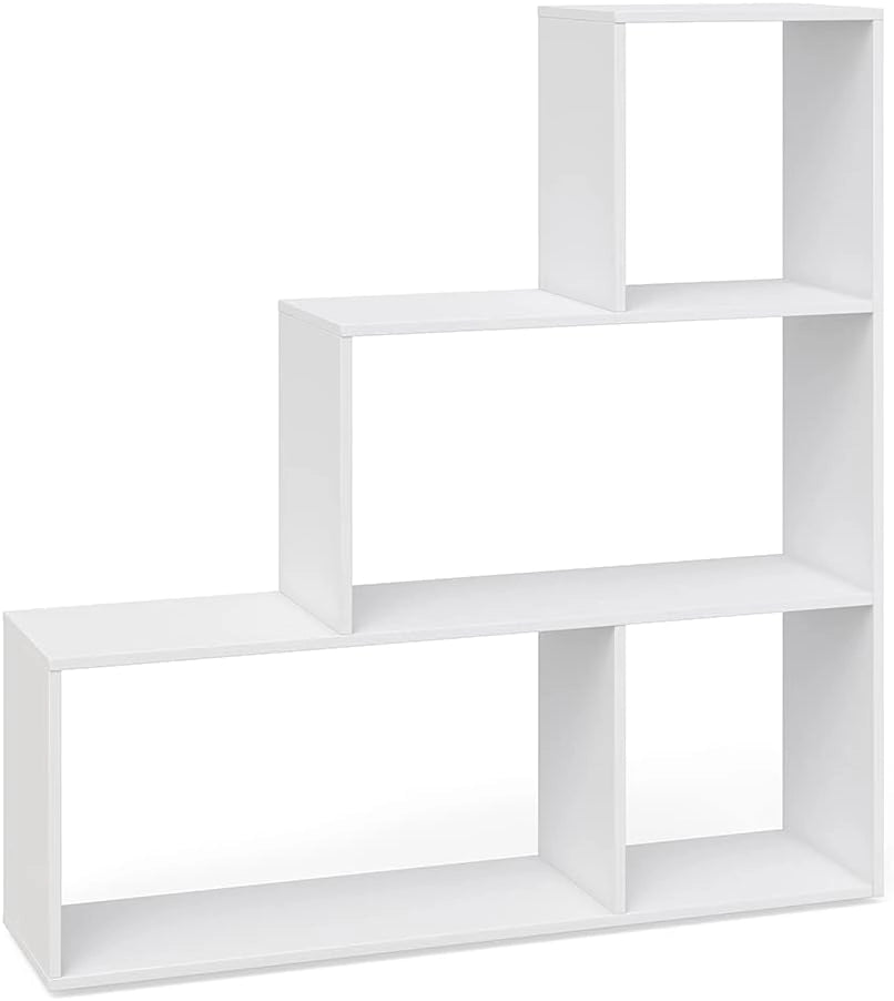 Scaffale per scale, Grigio, 116.8 x 123.2 cm, utilizzabile come divisorio in versione a gradini